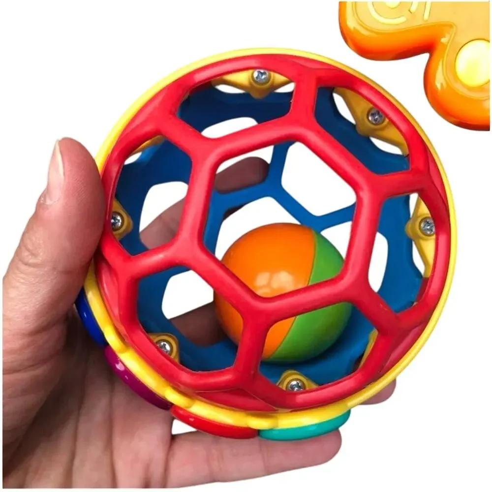 Baby Toy Bendy Ball Rattle Bumpy Ball Twist Spin Suction High Chair Lot of 3
